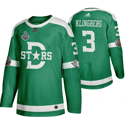 Adidas Dallas Stars 3 John Klingberg Men Green 2020 Stanley Cup Final Stitched Classic Retro NHL Jersey